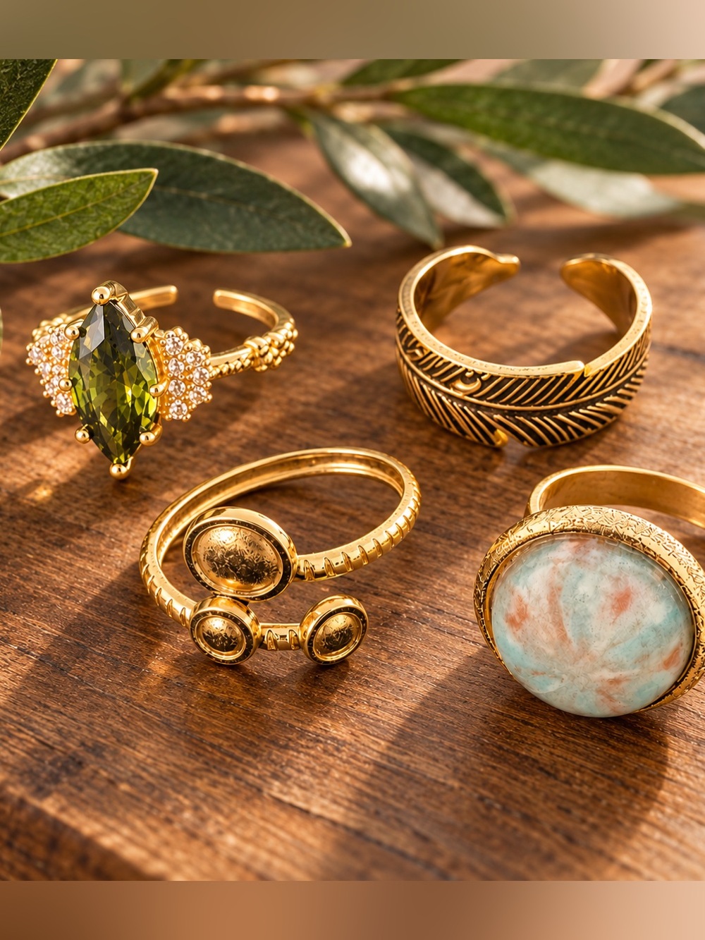 Ring Bundle 4 all adjustable Sizing Each Unique and Different